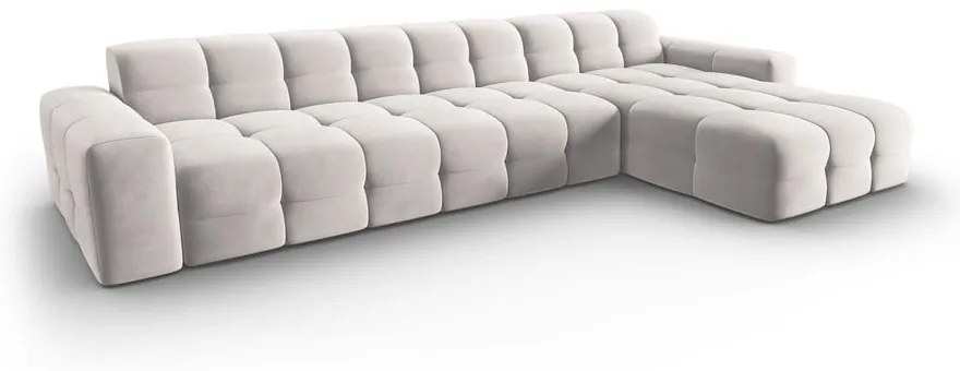 Svetlosivá zamatová rohová pohovka (pravý roh) Kendal - Micadoni Home