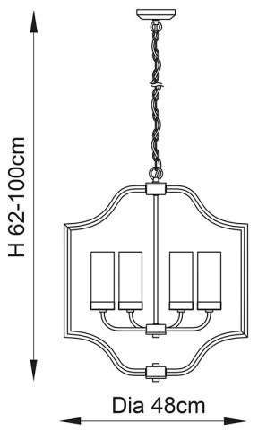 Endon 81914 - Závesný luster EDREA na reťazi 4xE14/6W/230V mosadz