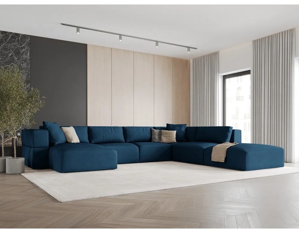 Modrá rohová pohovka do "U", pravý roh Esther - Milo Casa
