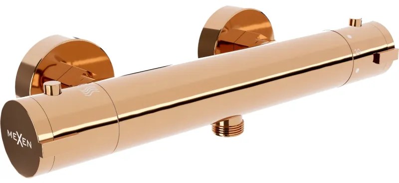 Mexen KAI, termostatická sprchová batéria so spodným 1/2" pripojením sprchy, ružové zlato, 77100-60