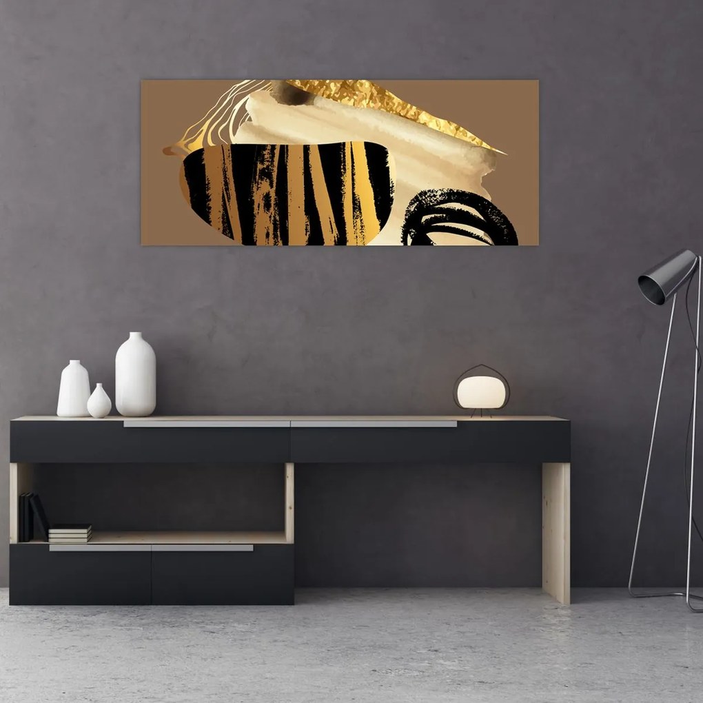 Obraz - Abstrakcia golden brown N⁰2 (120x50 cm)