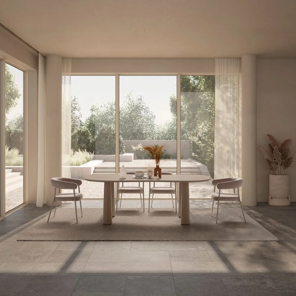 Béžový konferenčný stolík s doskou z borovicového dreva 110x220 cm Nahia – MOME