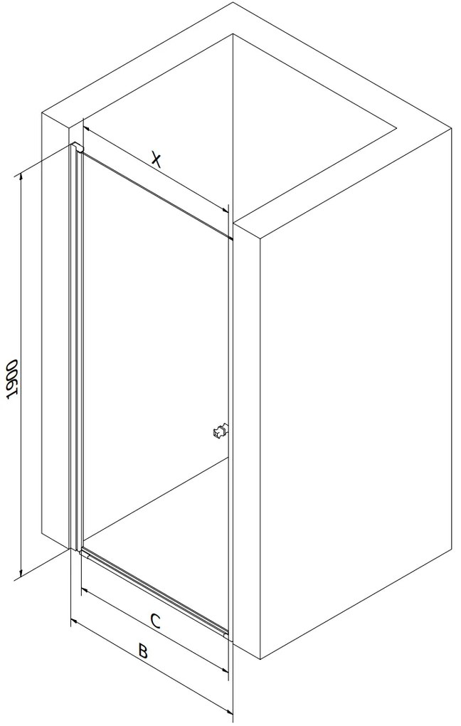 Mexen Pretoria, 1-krídlové sprchové dvere do otvoru 100 cm, 6 mm šedé sklo, chrómový profil, 852-100-000-01-40