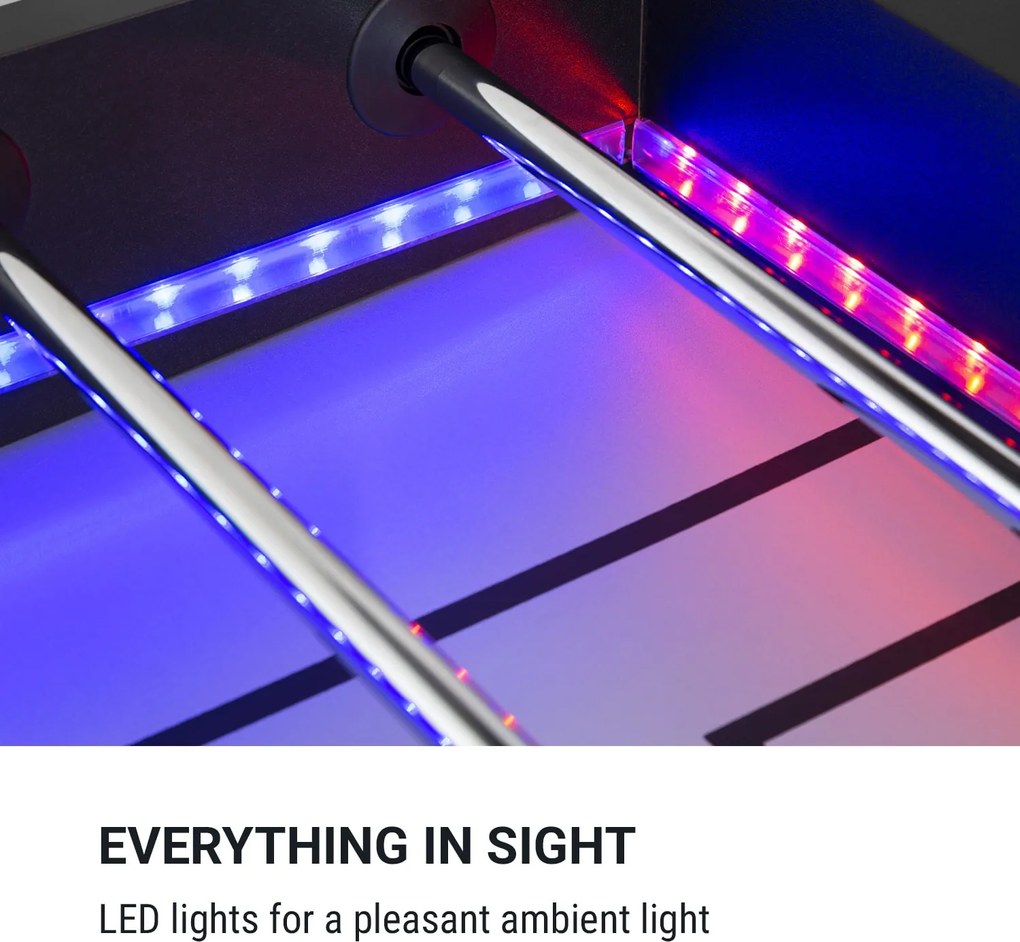 KLARFIT Arrowhead, stolný futbal, 117 x 68, LED osvetlenie, automatické počítanie gólov, čierny