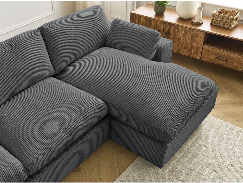 Tmavosivá menčestrová rohová pohovka Belair – Bobochic Paris