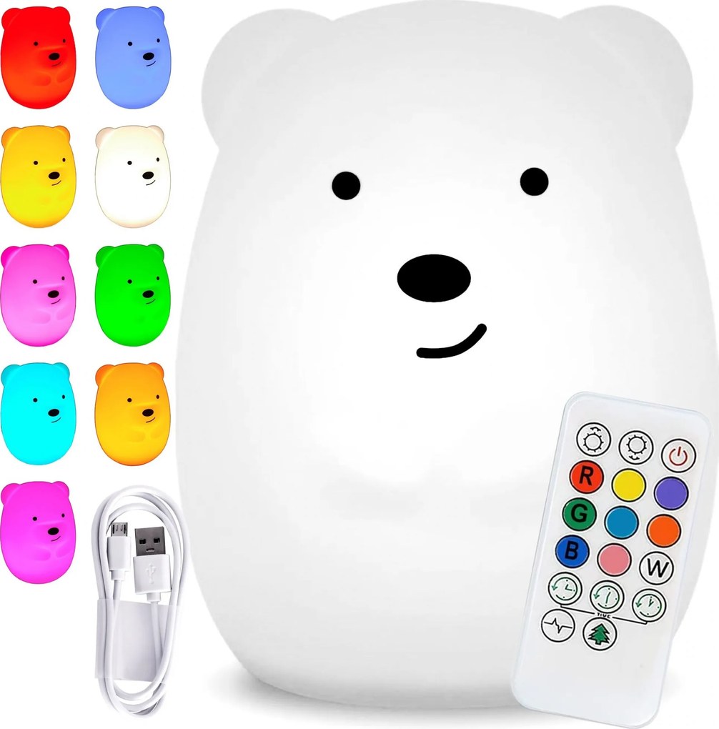 Dětská stolní LED lampa Bear bílá