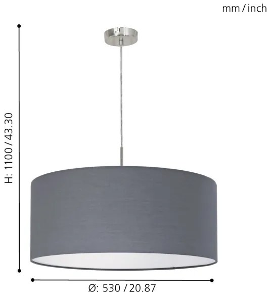 Eglo 31577 - Luster na lanku PASTERI 1xE27/60W/230V