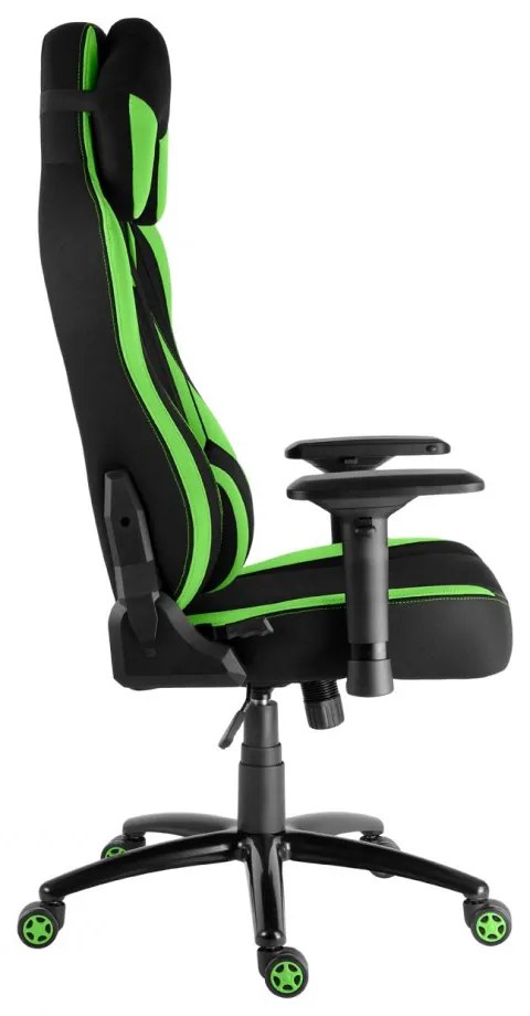Herná stolička Racing ZK-035 TEX XL — látka, čierna / zelená, nosnosť 130 kg