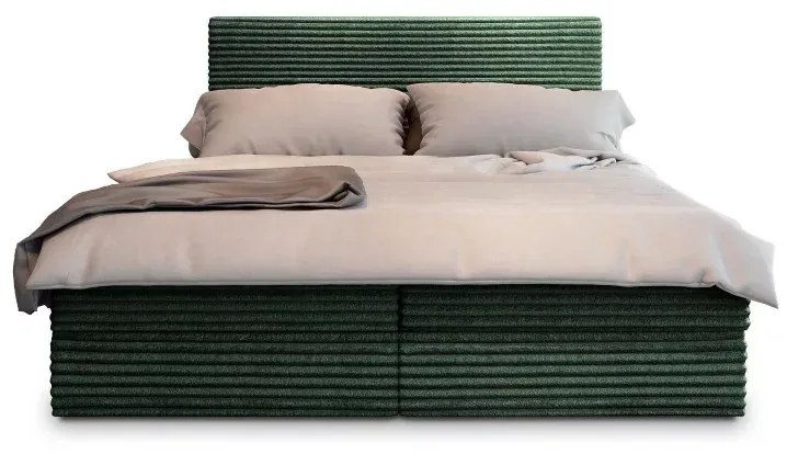 Čalúnená posteľ boxspring ISPIRA 140x200 cm zelená Matrac: Bonell pružinová matrac