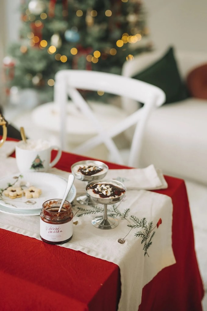 Ib Laursen Bavlnený obrus Dagmar White Border 150 × 250 cm