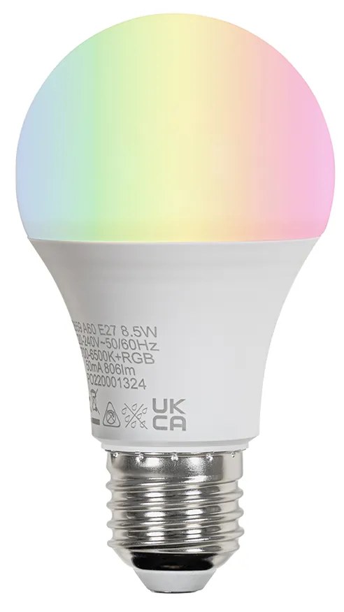 Inteligentná stojaca vonkajšia lampa čierna s rebrovaným sklom 80 cm vrátane WiFi A60 - Charlois