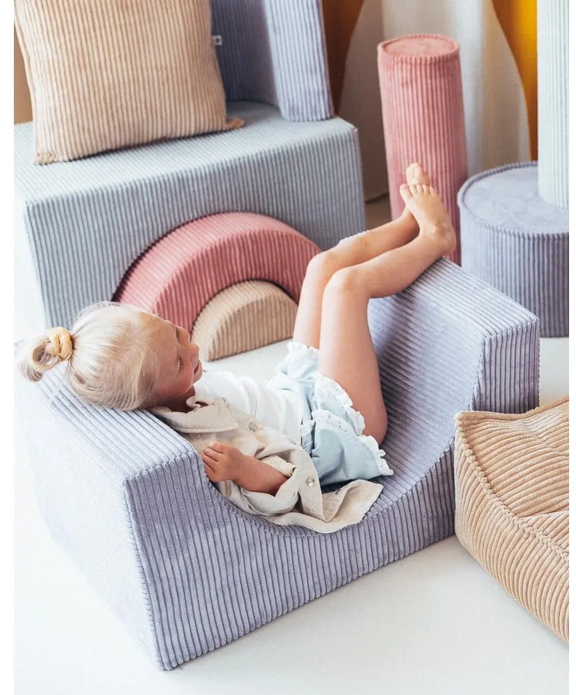 Modré menčestrové penové ihrisko 75x49x37 cm Rainbow Montessori – Wigiwama