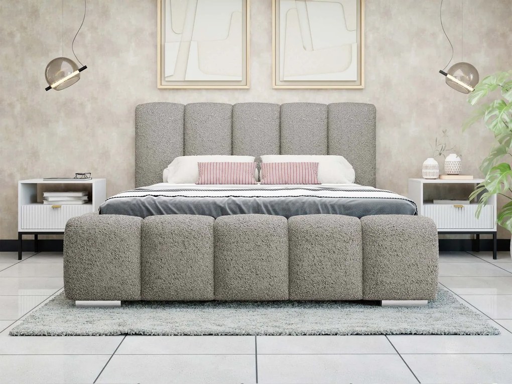 Čalúnená manželská posteľ Lisko Boucle, Rozmer postele: 140x200, Farby: Abriamo 04
