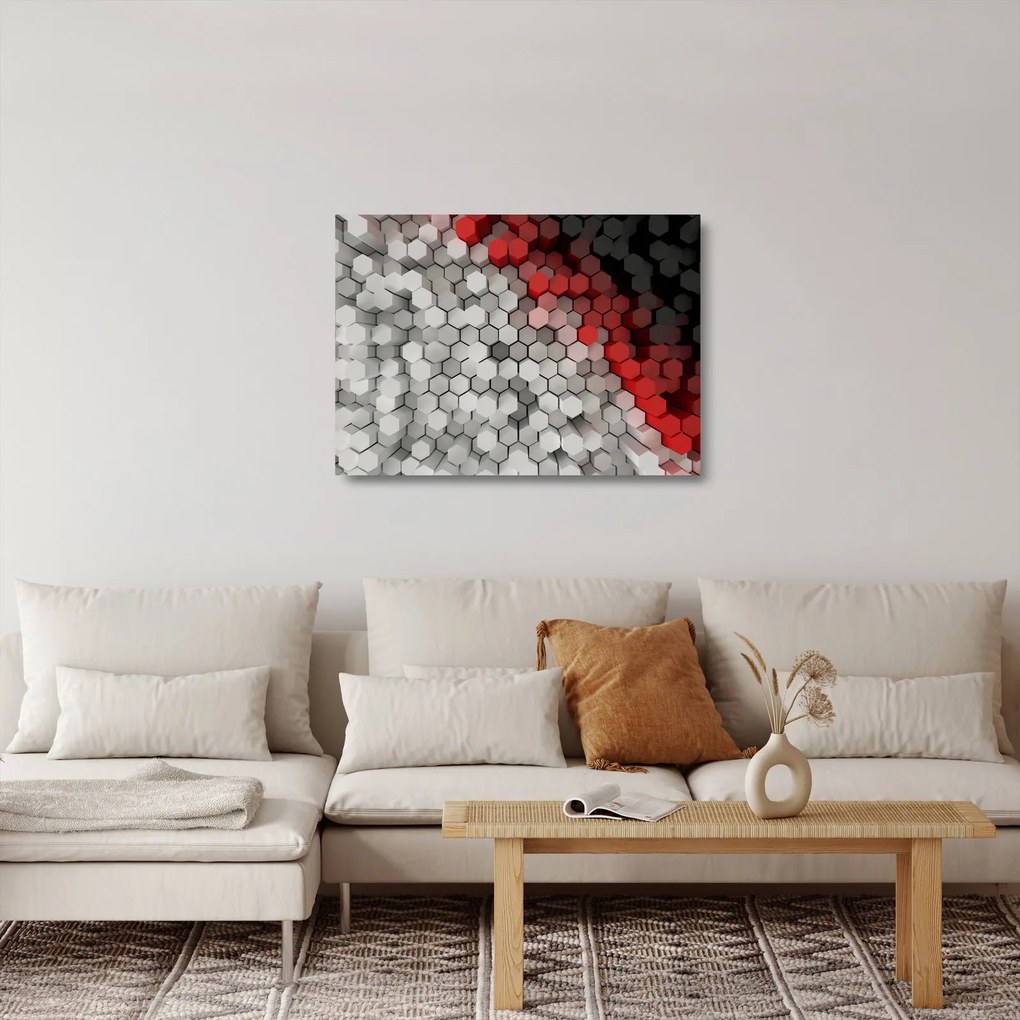 Sklenený obraz - 3D hexagóny (70x50 cm)