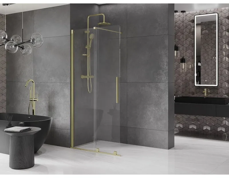 Mexen Velar, posuvné dvere typu Walk-in 70x200 cm, 8mm číre sklo, zlatá matná, 871-070-000-03-55