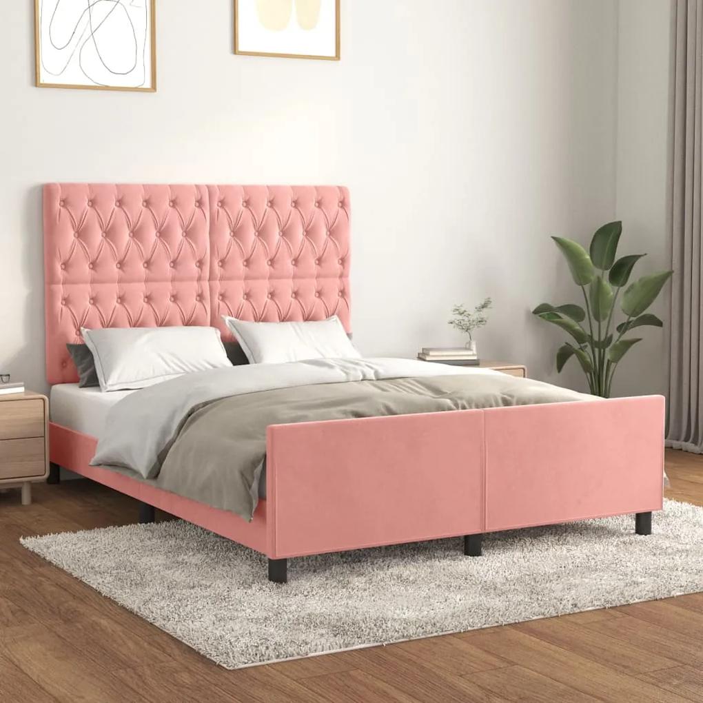 Rám postele s čelom ružový 140x190 cm zamat 3125939