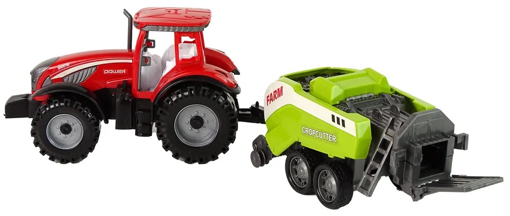 Lean Toys Červený traktor so sejačkou – trecí pohon