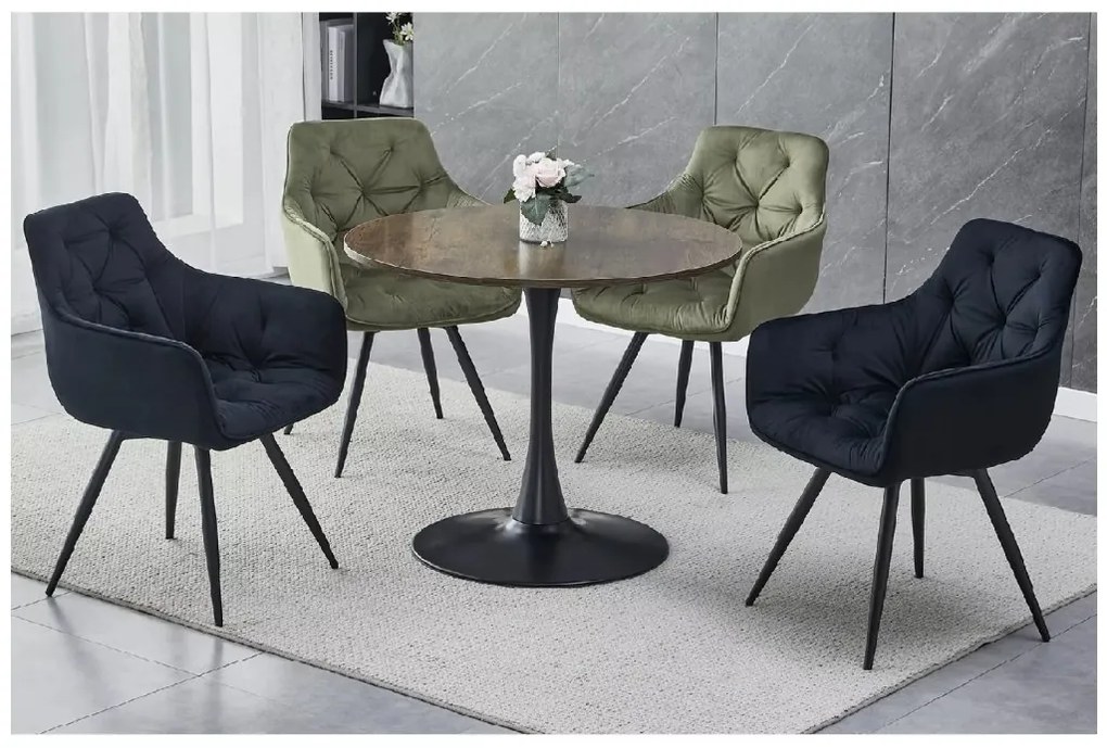 Okrúhly jedálenský stôl AMADEO II 90x90 cm, dekor orech