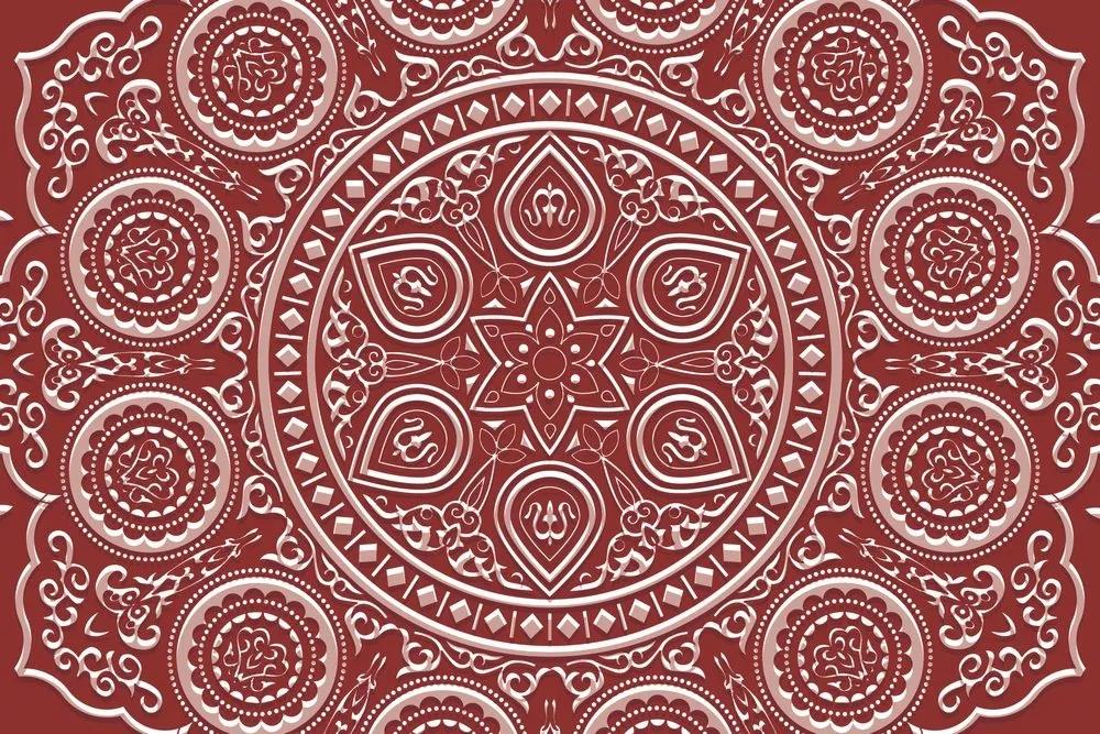 Samolepiaca tapeta jemná etnická Mandala v bordovom prevedení - 225x150