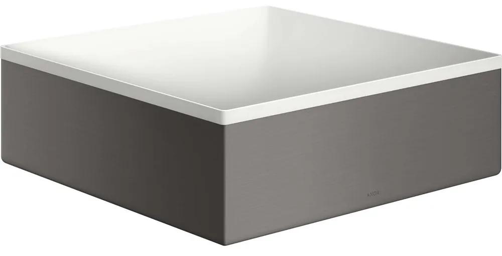 AXOR Suite Basins &amp; Bathtub štvorcová umývadlová misa bez otvoru, bez prepadu, 285 x 285 mm, matná biela, rám kartáčovaný čierny chróm, 42002340