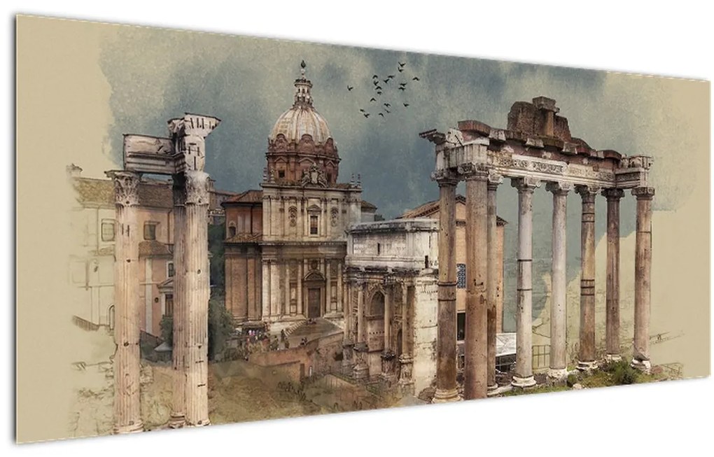 Obraz - Forum Romanum, Rím, Taliansko (120x50 cm)