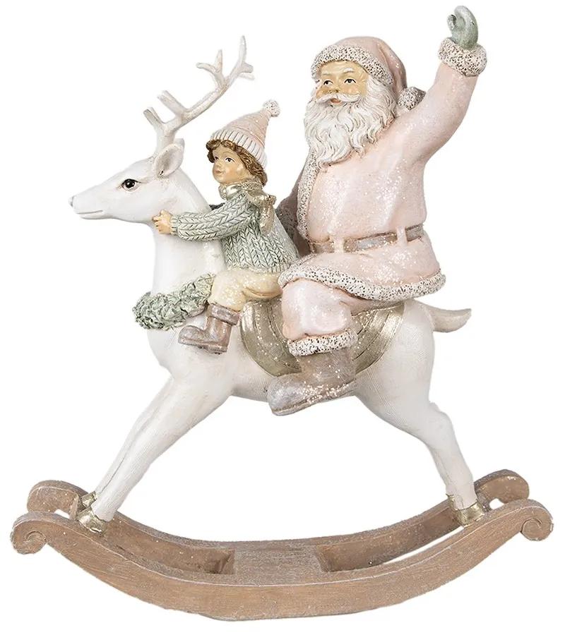 Vianočná dekorácia socha Santa na hojdacom koni - 21*8*23 cm