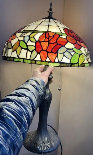 Stolné svietidlo Tiffany vitráž ROSE stojan Deluxe Ø36*60