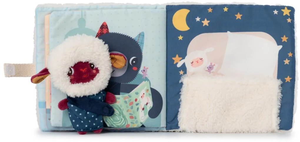 Lilliputiens - textilná knižka s prstovou bábkou - dobrú noc s ovečkou Yvon