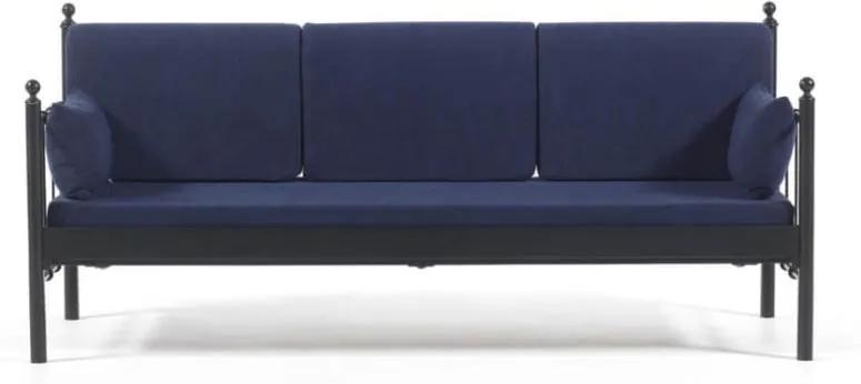Tmavomodrá trojmiestna vonkajšia sedačka Lalas DK, 76 × 209 cm
