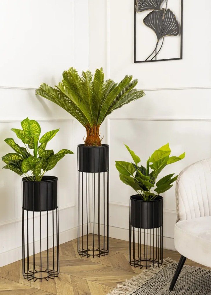 Kvetináč na stojane LOFT I 70 cm čierny