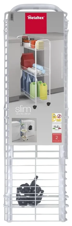 Trojposchodový pojazdný stojan do kúpeľne Metaltex Laundry, 23 × 84 cm