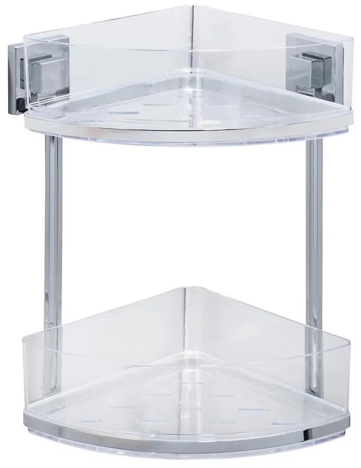 WENKO 22690100-Rohová polica VACUUM-LOC QUADRO ED 28x32,5 cm strieborná/lesklý chróm