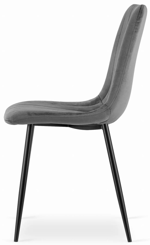 Sivá zamatová stolička LAVA s čiernymi nohami