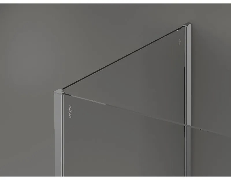 Mexen Kioto, 3-stenová sprchová zástena Walk-In 120 x 85 x 40 cm, 8mm číre sklo, chrómový profil, 800-120-085-221-01-00-040