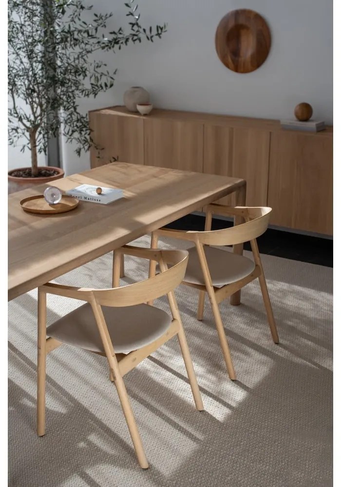 Jedálenská stolička z masívneho dubového dreva s modrosivým sedadlom Gazzda Muna