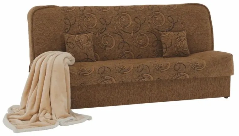 Kondela Pohovka, rozkladacia, látka zlatá + vzor, ASIA NEW