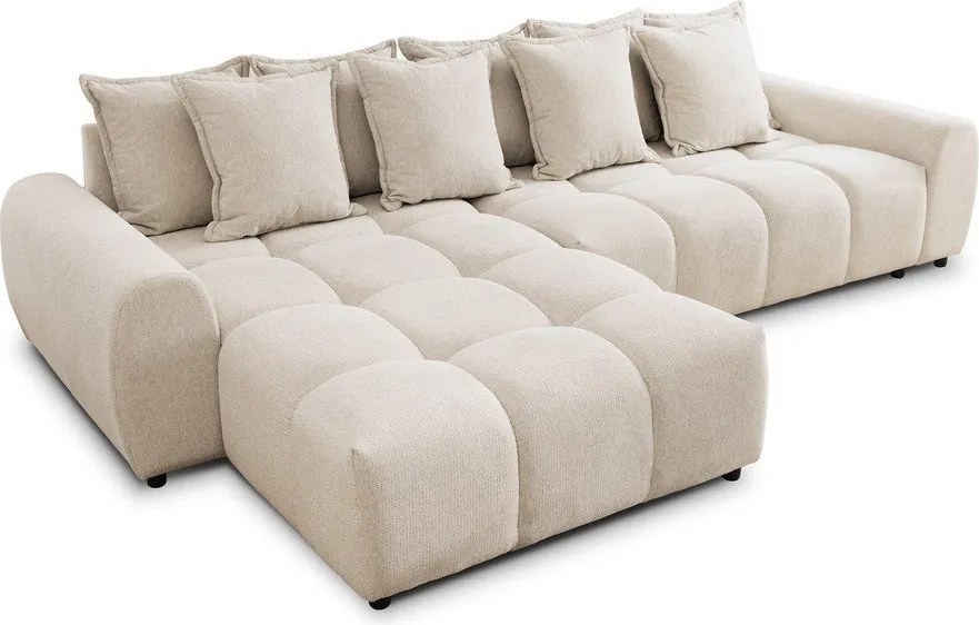 Béžová rohová pohovka (ľavý roh/s leňoškou) Albane – Ropez