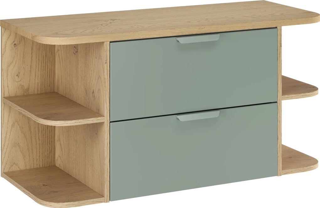 Comad Kúpeľňová skrinka pod doskové umývadlo set Aster Green 100 zelená/dub cremona