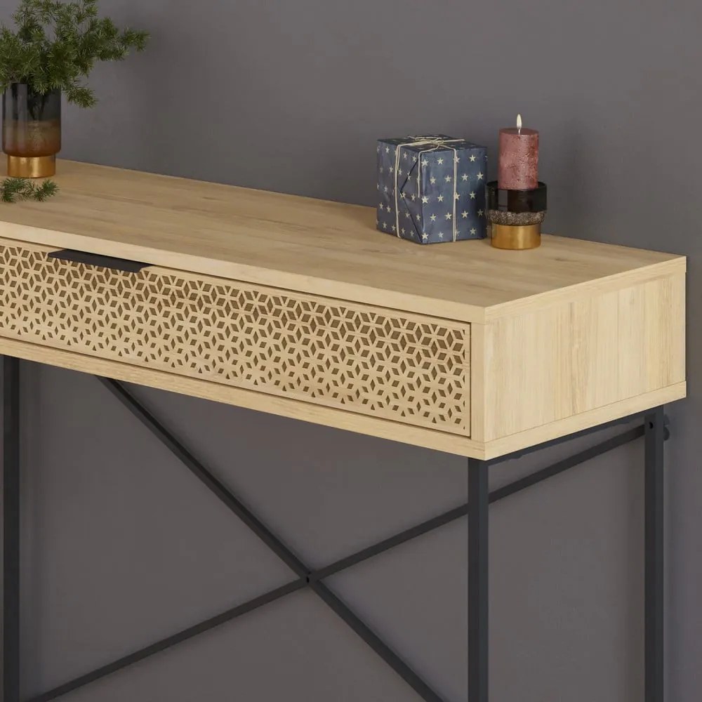 Konzolový stolík v dekore duba v prírodnej farbe 35.5x110 cm Ecrin – Marckeric