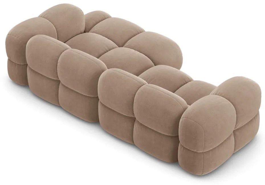 Hnedá zamatová rohová pohovka (pravý roh/s leňoškou) Loretto – Cosmopolitan Design