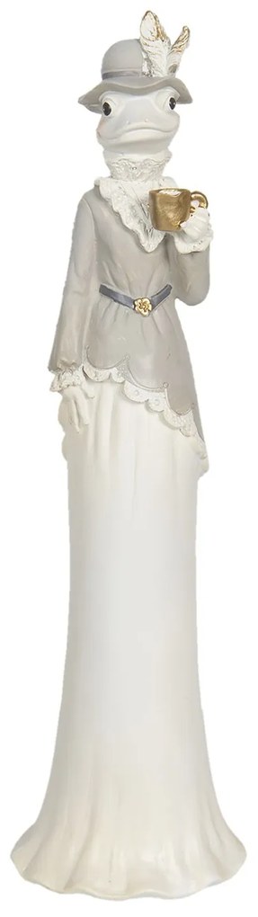 Dekorácie žabie dámy v šedých šatách - 9 * 8 * 30 cm