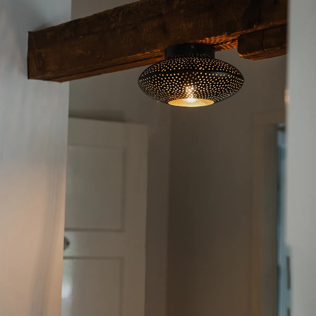 Inteligentné stropné svietidlo čierne so zlatom 25 cm vrátane Wifi P45 - Radiance