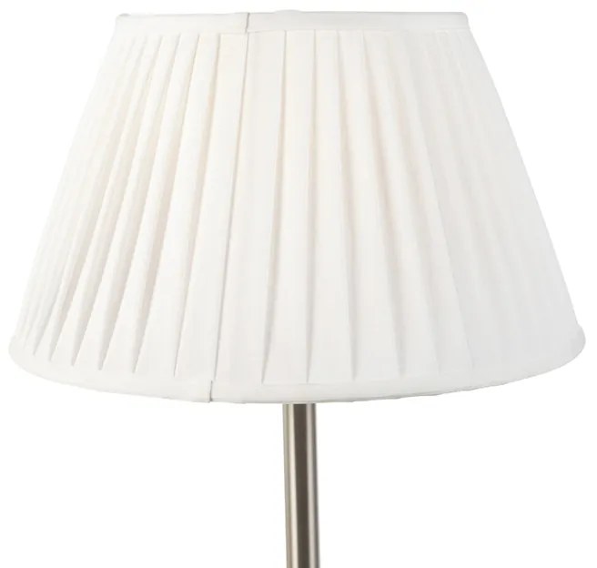 Klasická stolná lampa oceľ s plisovaným tienidlom biela 35 cm - Simplo