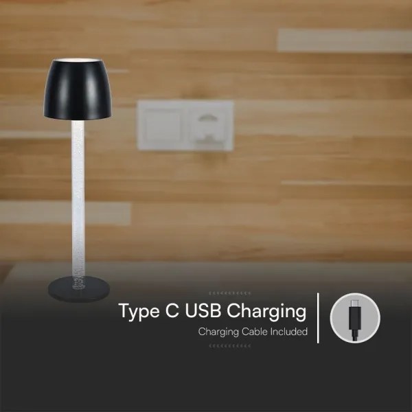 LED stmievateľná nabíjacia stolná lampa LED/3W/5V 3000K čierna