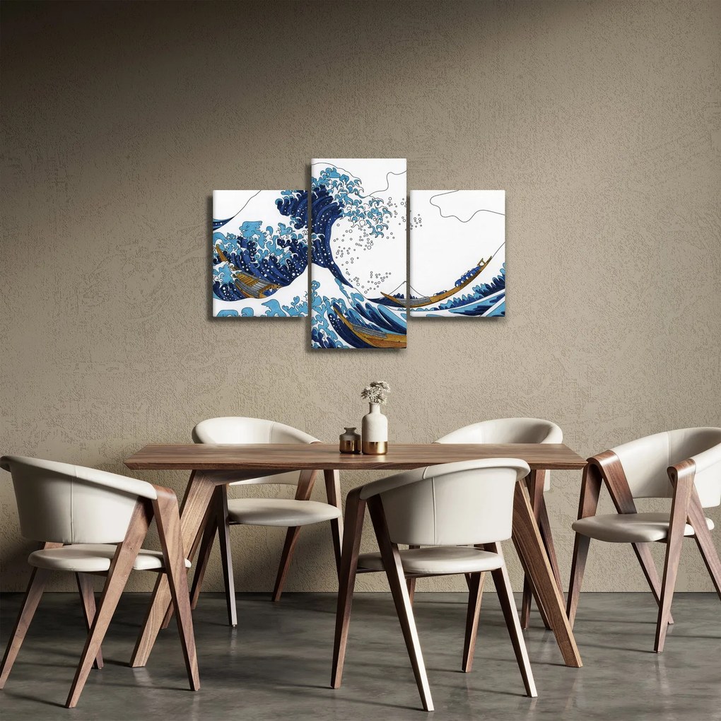 Obraz - Japonská kresba, vlny (90x60 cm)