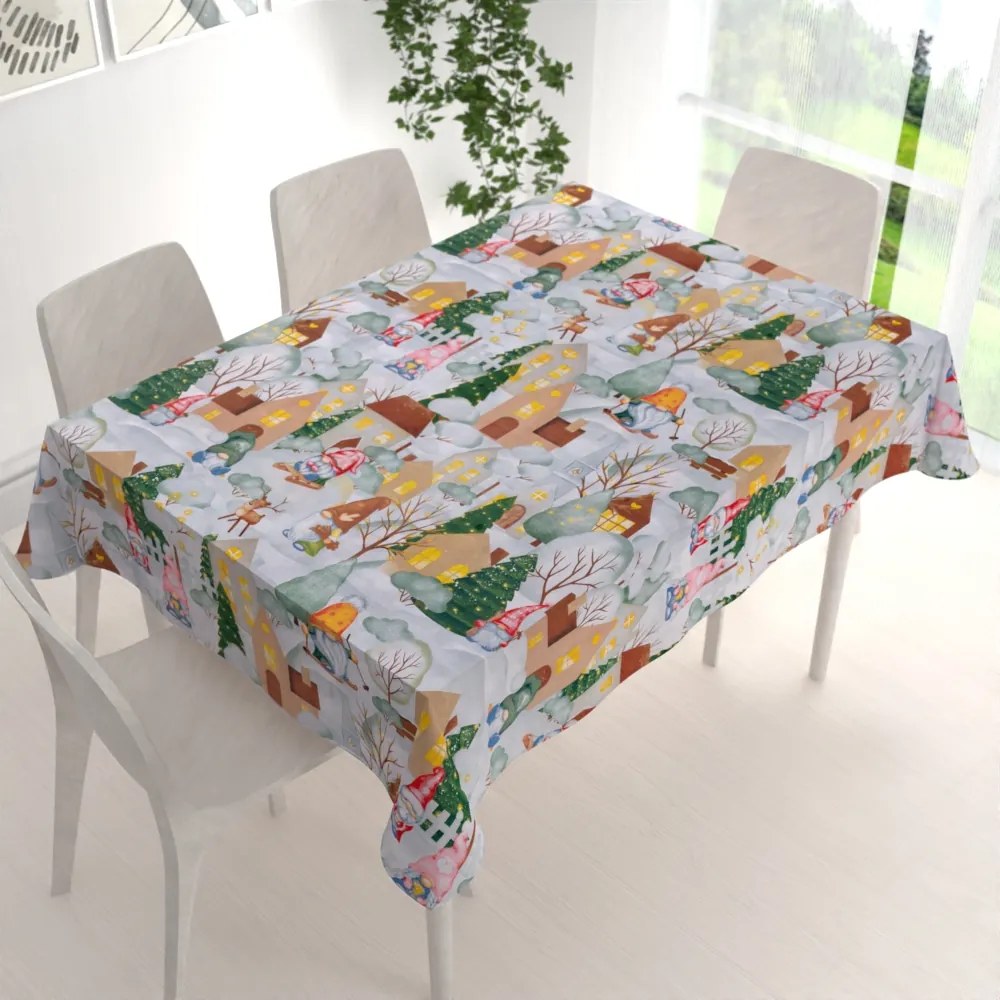 Biante Vianočný bavlnený obdĺžnikový obrus Sandra SA-405 Dedinka škriatkov 60x100 cm