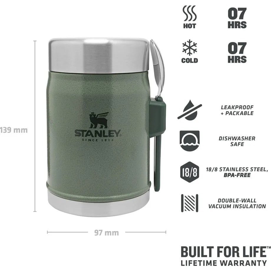 Zelená termoska na jedlo z nehrdzavejúcej ocele 400 ml Legendary Classic Hammer Tone Green – Stanley