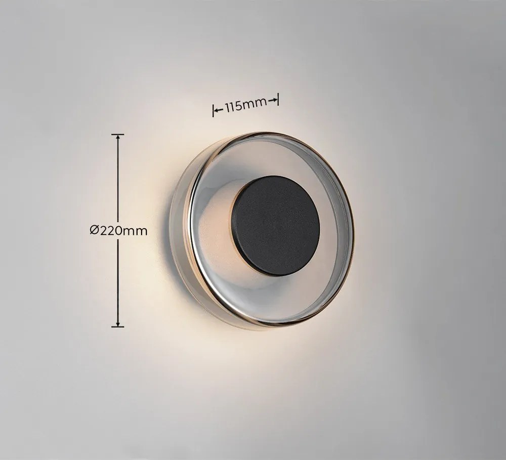 Matne čierne LED nástenné svietidlo so stmievačom ø 22 cm Celeste – Trio