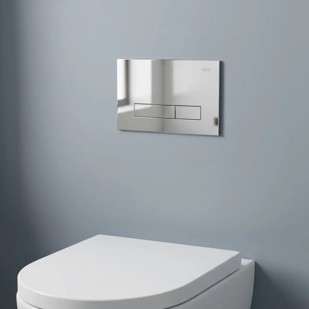 Rea Rea, podomietkový WC systém K011A-Q + chrómové splachovacie tlačidlo typ HD, KPL-E9561