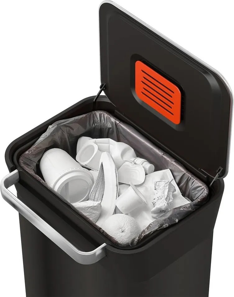 Čierny nášľapný oceľový odpadkový kôš 30 l Titan – Joseph Joseph